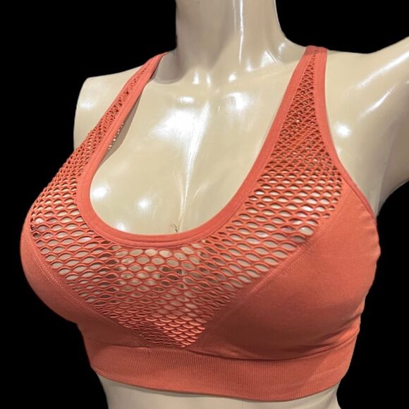 Victoria’s Secret Seamless Comfort Sexy fishnet Front Unlined sport bra Rust L